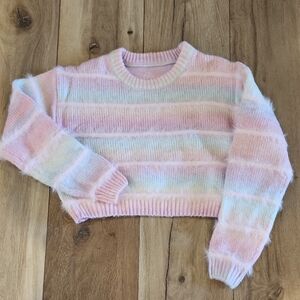 Cropped Pastel Striped Sweater